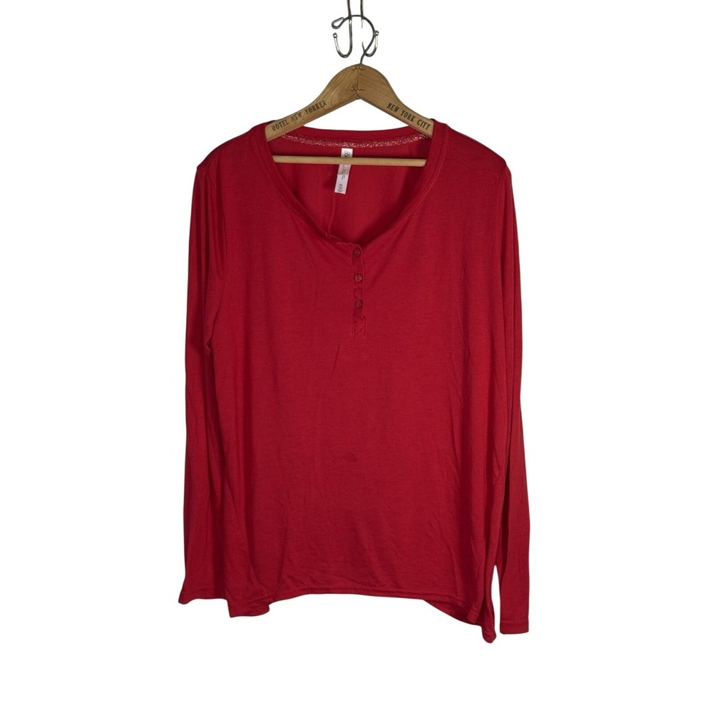 Gillian And O'Malley  Women's Long Sleeve Pajama Top Super Soft, Sz XL Red